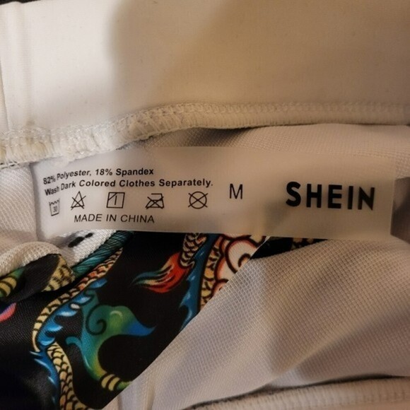 Shein Chinese Dragon Printed High Waisted Cheeky Bikini Swim Bottoms Size M - Picture 9 of 9